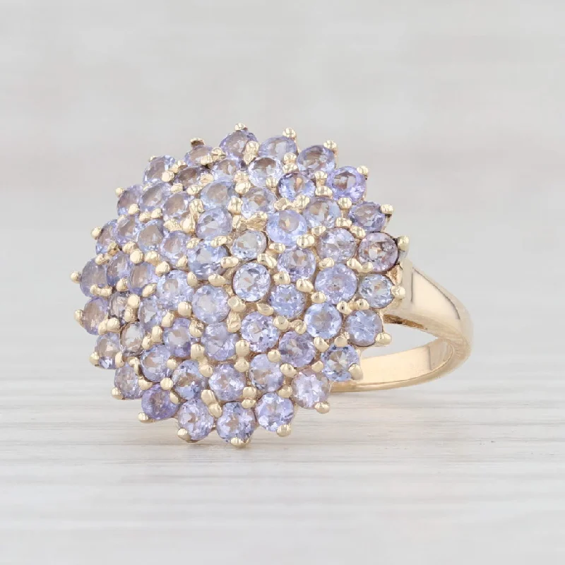 simple engagement rings for women-2.90ctw Tanzanite Cluster Ring 9k Yellow Gold Size 7 Cocktail