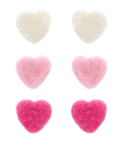 black diamond earrings for women-Fluffy Heart Earrings