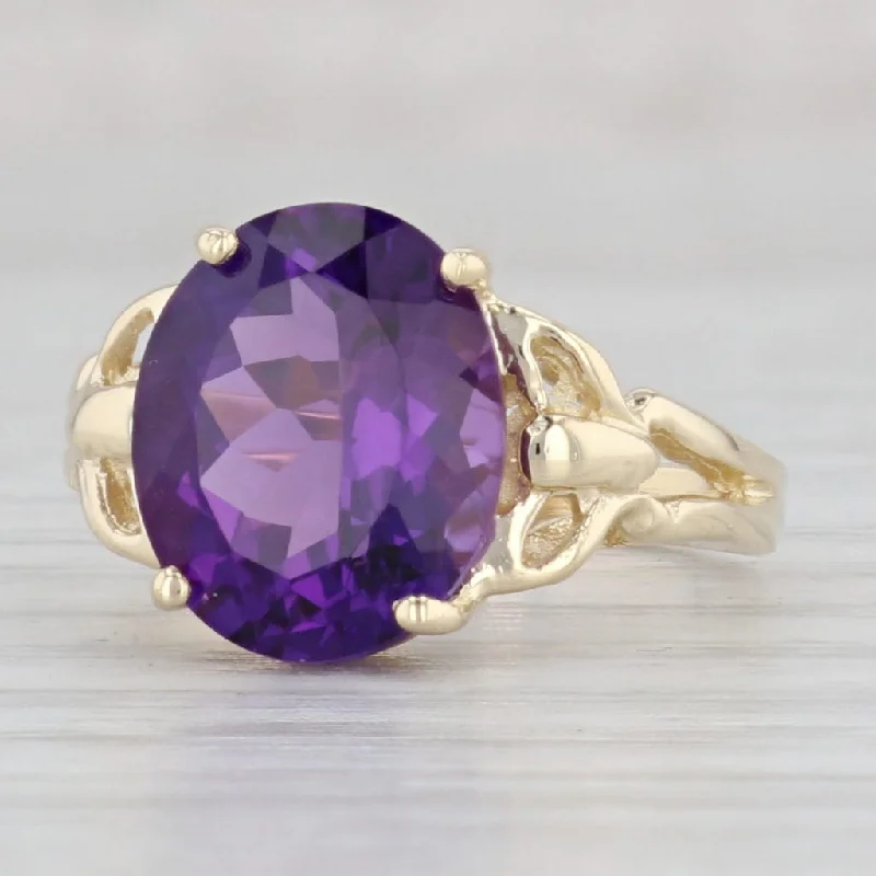 affordable platinum engagement rings for women-4.35ct Oval Amethyst Ring 14k Yellow Gold Size 6 February Birthstone