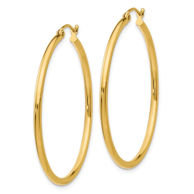 minimalist drop earrings for women-14k Polished 2x40mm Tube Hoop Earrings