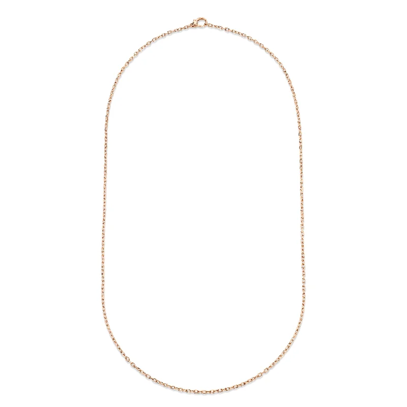 minimalist necklaces for women-SOLID GOLD OVAL CHAIN LINK NECKLACE