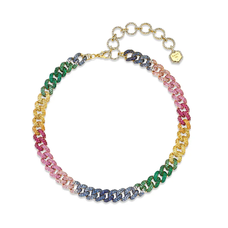 romantic necklaces for women-RAINBOW PAVE ESSENTIAL LINK NECKLACE