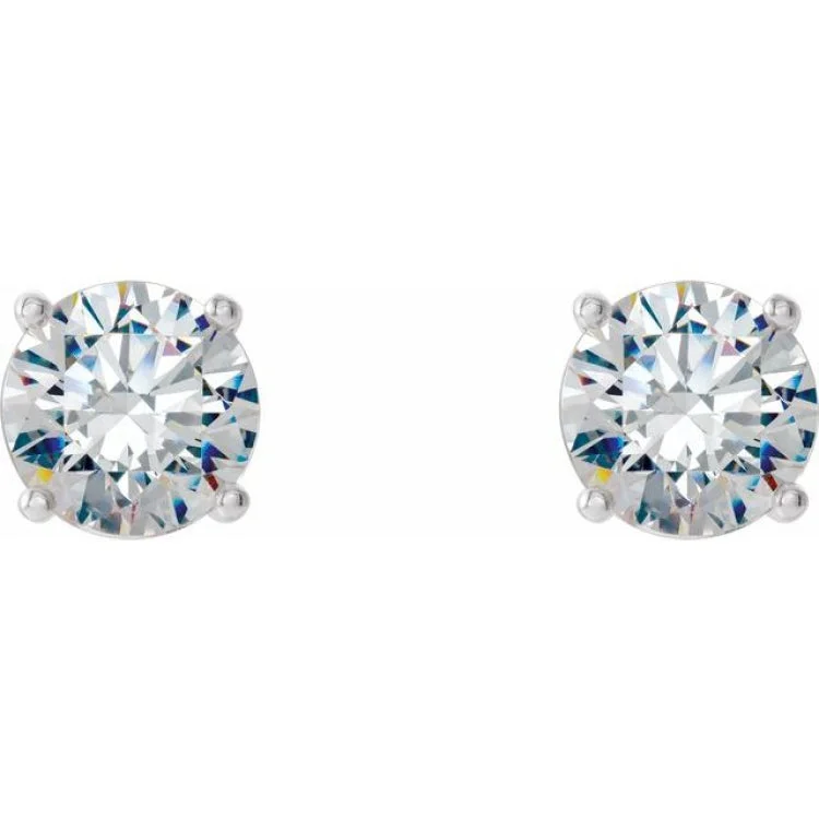 colorful gemstone earrings for women-14K White 1/2 CTW Lab-Grown Diamond 4-Prong Stud Earrings