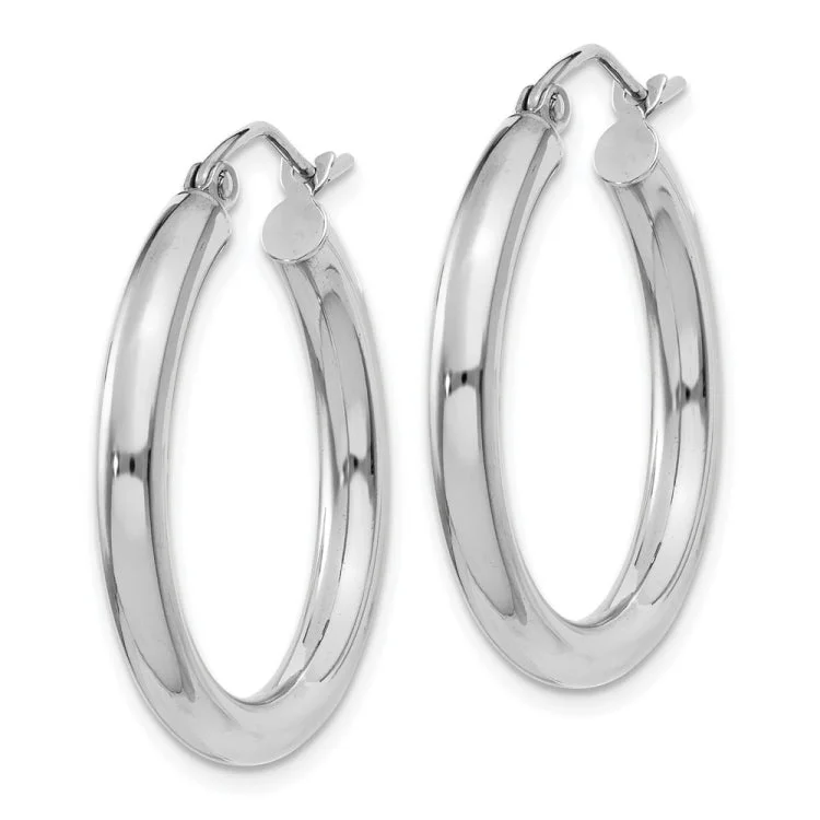 diamond drop earrings for women-14K White Gold Polished 3mm Tube Hoop Earrings