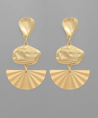 unique drop earrings for women-Geometric & Fan Shape Link Earrings