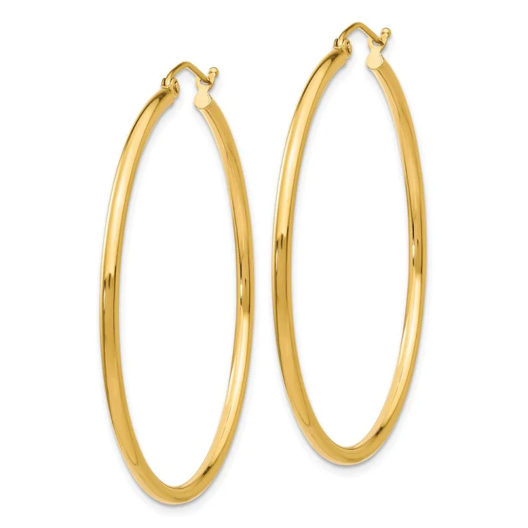 luxury hoop earrings for women-14k Polished 2x45mm Lightweight Tube Hoop Earrings