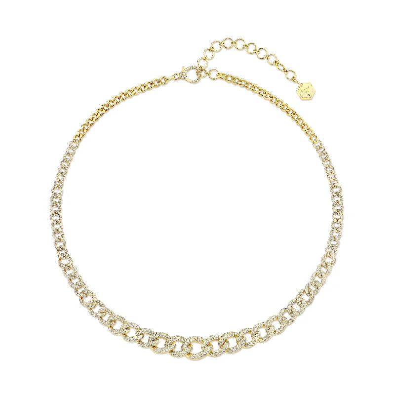 pearl necklaces for women-READY TO SHIP DIAMOND GRADUAL PAVE LINK NECKLACE