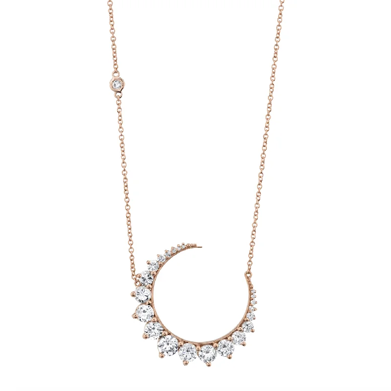 snake chain necklaces for women-READY TO SHIP DIAMOND LARGE MOON NECKLACE