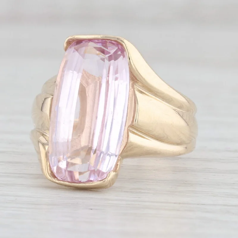 luxury engagement rings for women-Pink Kunzite Solitaire Ring 14k Yellow Gold Size 5.75 Cocktail