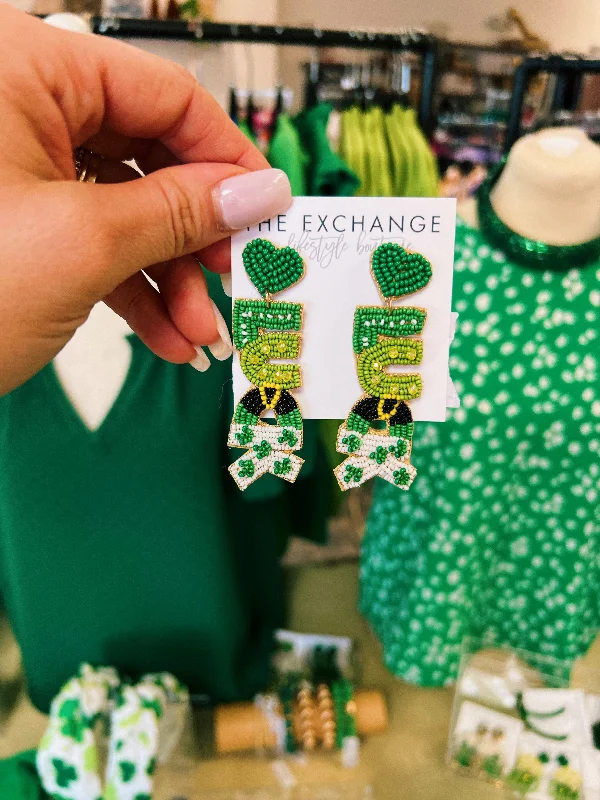 emerald earrings for women-LUCK St. Patrick's Day Earrings