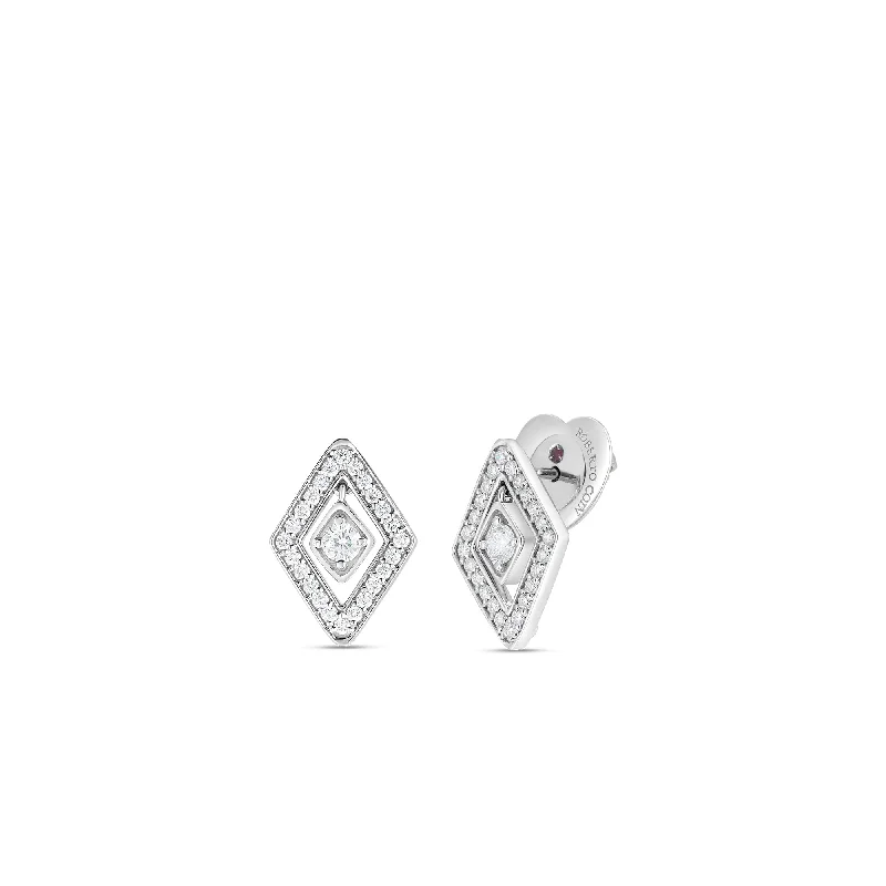 fancy earrings for women-18kt White Gold Diamante Diamond Stud Earrings