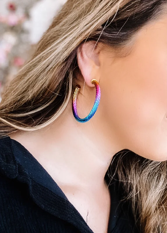 teardrop earrings for women-Twisted Hoop Earring- Multi