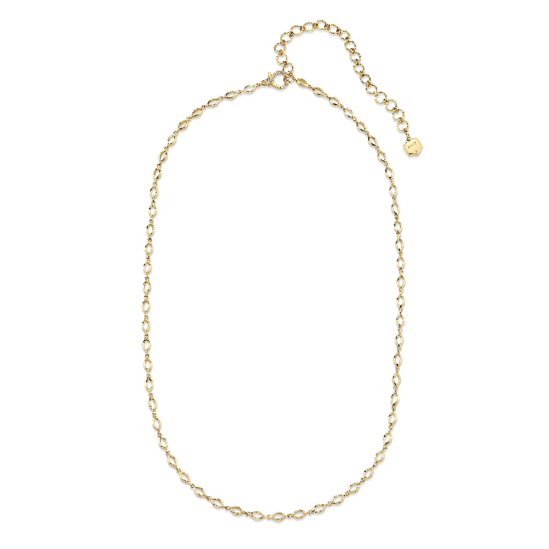 spiritual necklaces for women-SOLID GOLD MARQUISE LINK NECKLACE