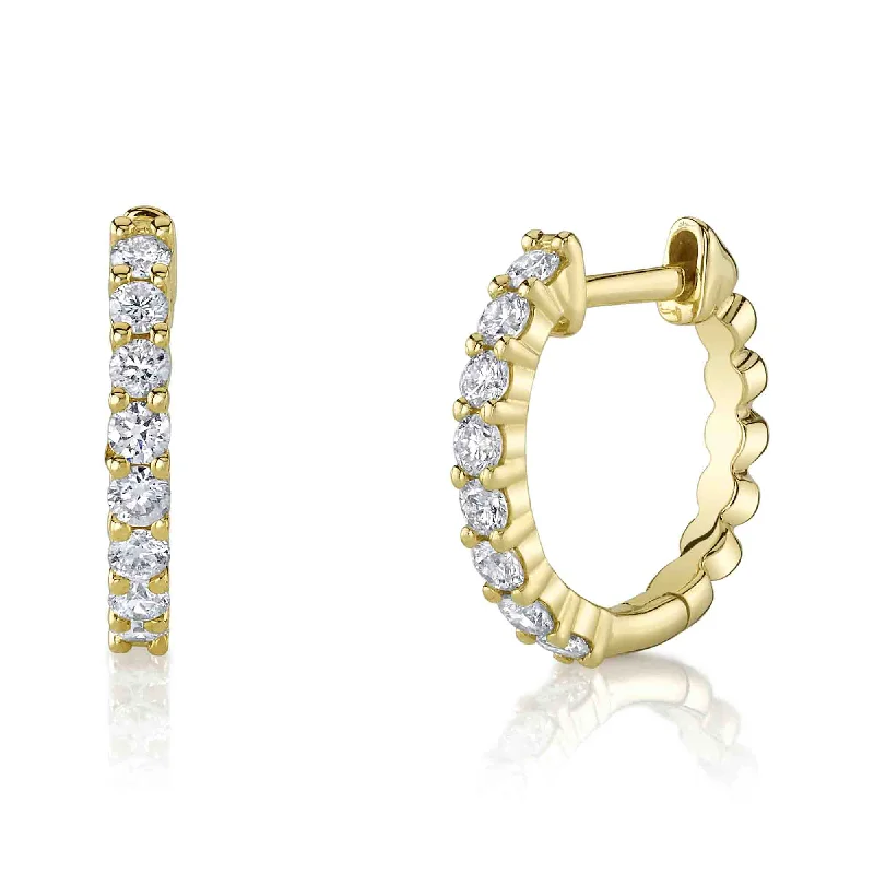 statement stud earrings for women-14kt. Yellow Gold Diamond Huggie Earrings with 0.34ct TW Diamond Pave