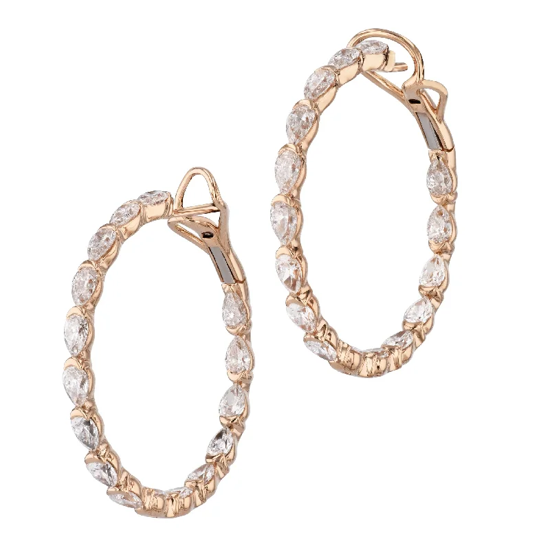 gemstone earrings for women-5.74ct Diamond Rose Gold Hoop Earrings