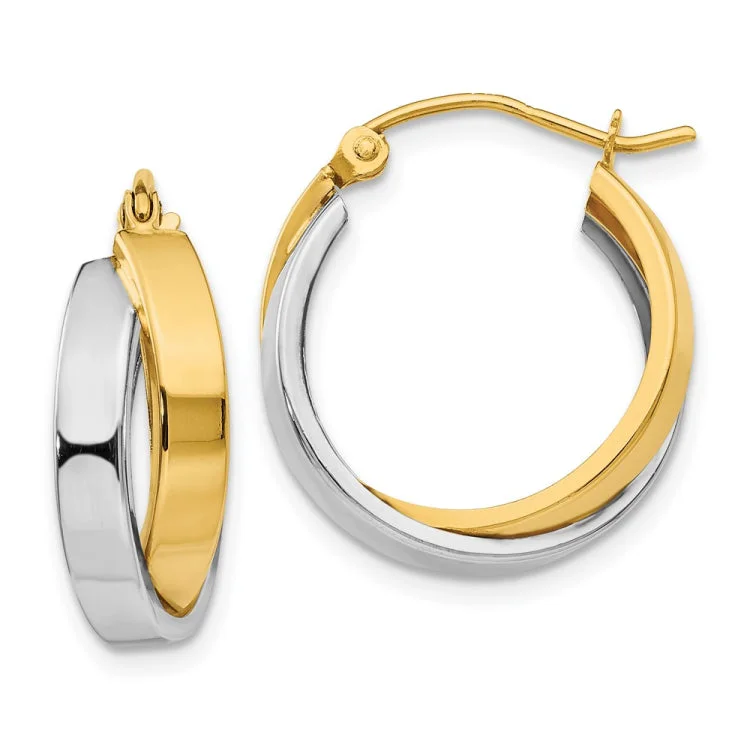 onyx earrings for women-14k Two-tone Polished Double Hoop Earrings