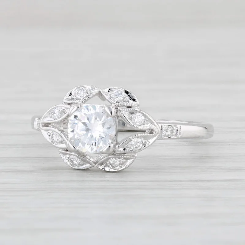 affordable solitaire engagement rings for women-New Beverley K Semi Mount Ring 14k White Gold Size 6.75 Diamond Halo