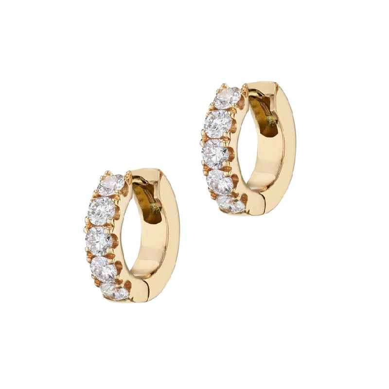 long earrings for women-18kt Yellow Gold Diamond Hoop Earrings