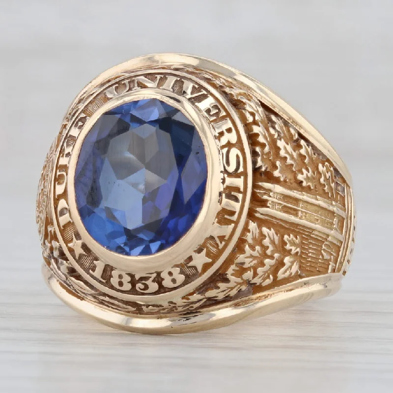 halo diamond engagement rings for women-Duke University Class Ring 10k Gold 4.5ct Lab Created Sapphire Vintage 1947