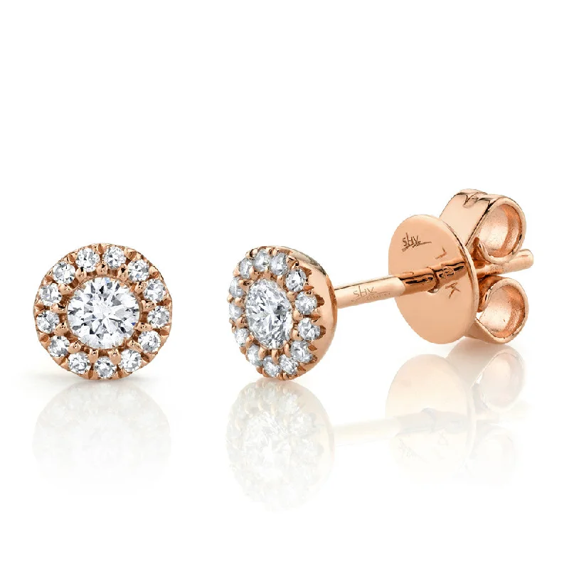 star-shaped earrings for women-14kt Diamond Halo Studs