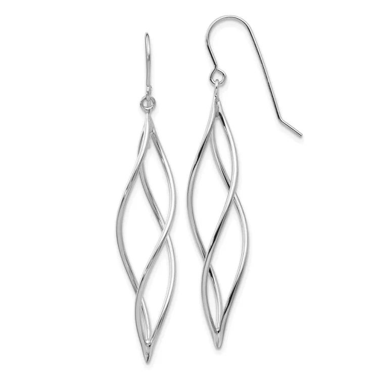 colorful earrings for women-14k White Gold Polished Long Twisted Dangle Earrings