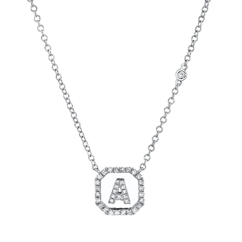 wedding necklaces for women-MINI ME DIAMOND PAVE INITIAL NAMEPLATE NECKLACE