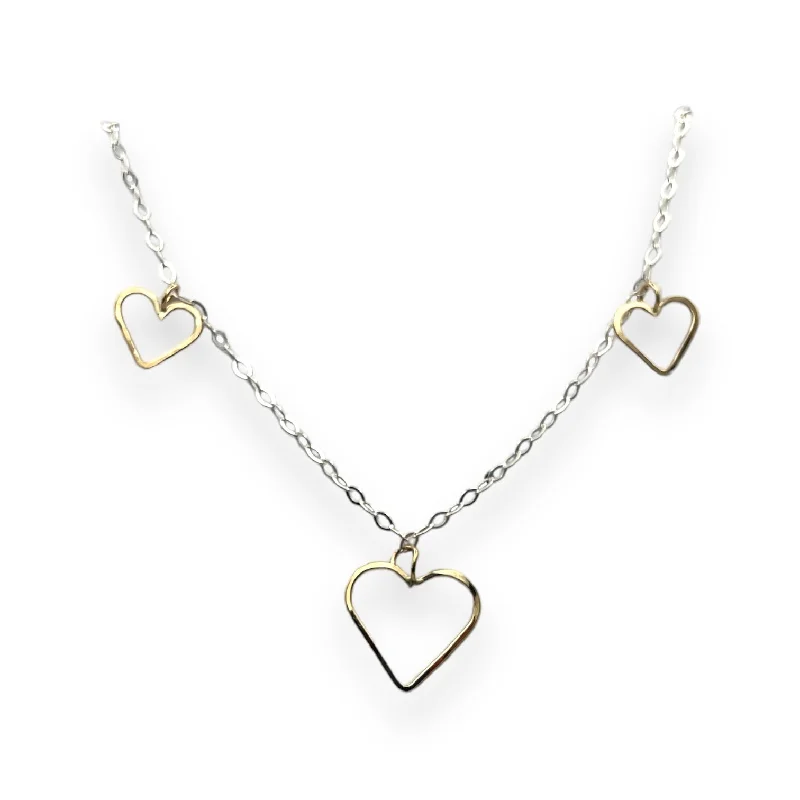 layered necklaces for women-3008 - Triple Heart Chain