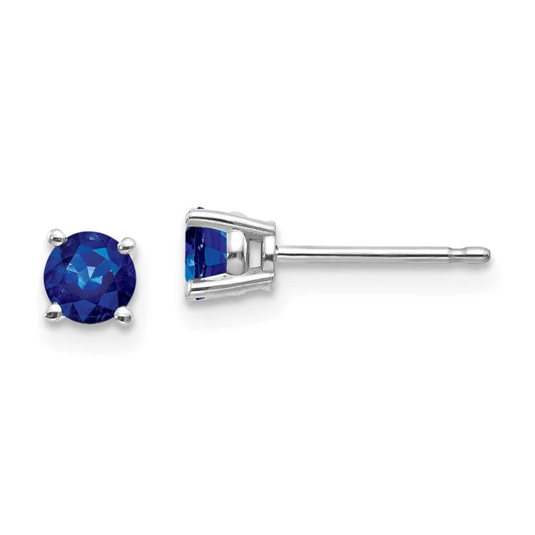 flower stud earrings for women-14k White Gold Sapphire Earrings