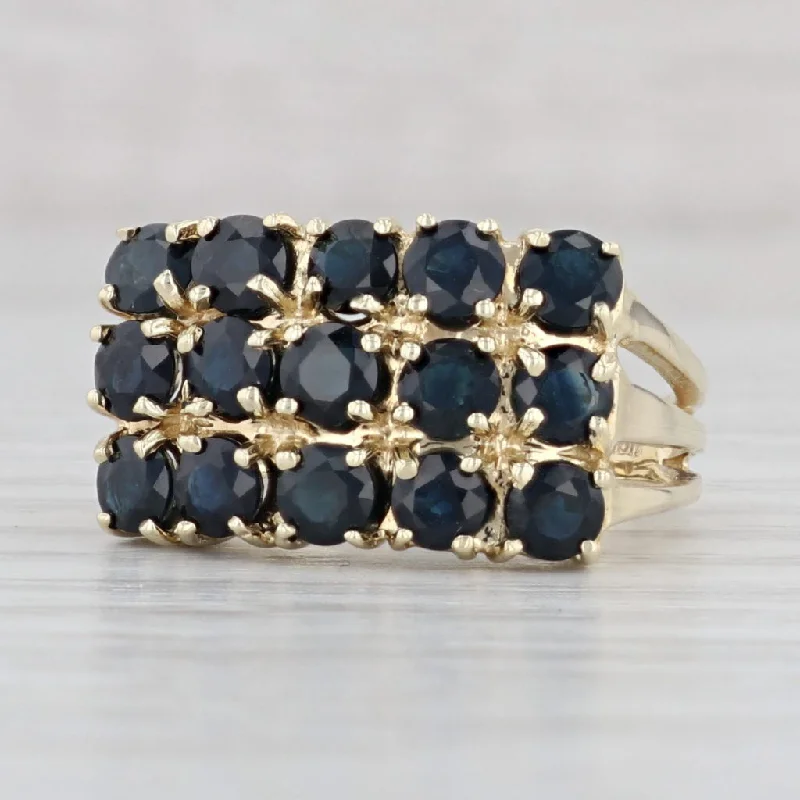 wedding and engagement rings for women-3ctw Blue Sapphire Cluster Ring 10k Yellow Gold Size 8 Cocktail