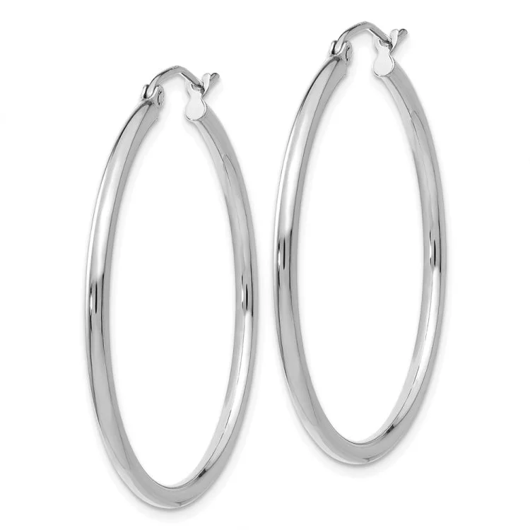 elegant earrings for women-14k White Gold Polished 2x35mm Tube Hoop Earrings