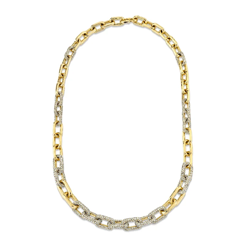 luxury chain necklaces for women-DIAMOND PAVE GRADUATED CABLE LINK NECKLACE