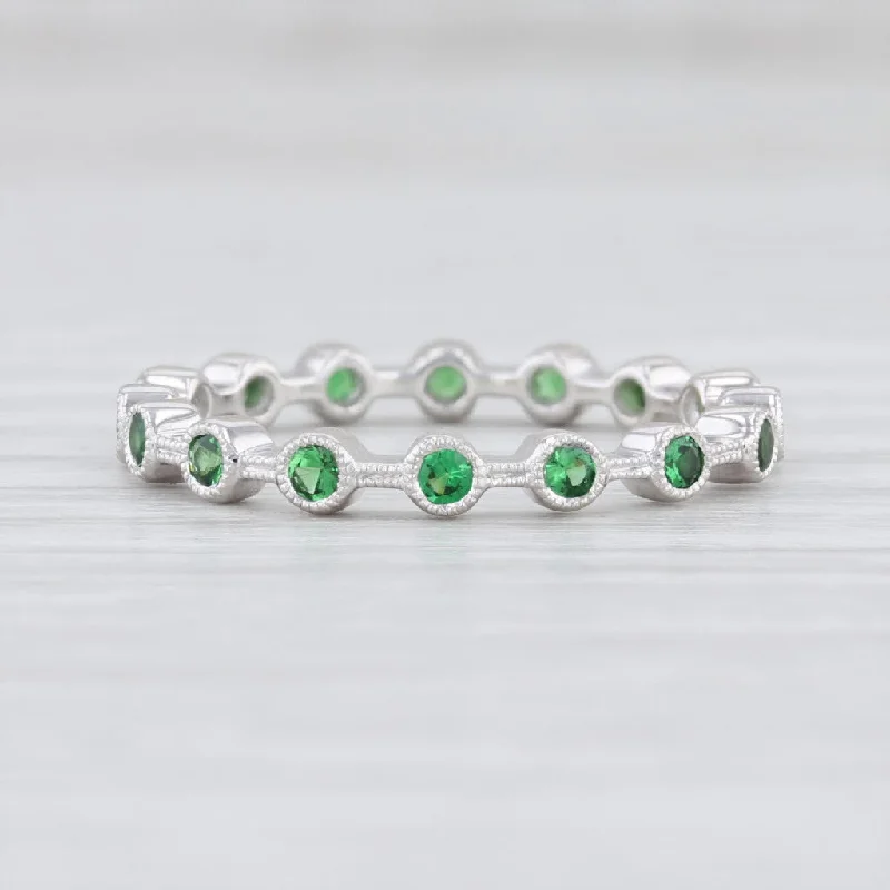 custom made engagement rings for women-New Beverley K Tsavorite Green Garnet Stackble Ring 18k White Gold Eternity Band