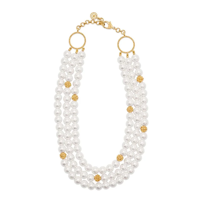 wedding necklaces for women-Berry & Bead Triple Strand Necklace, 18"+2'' - Pearl