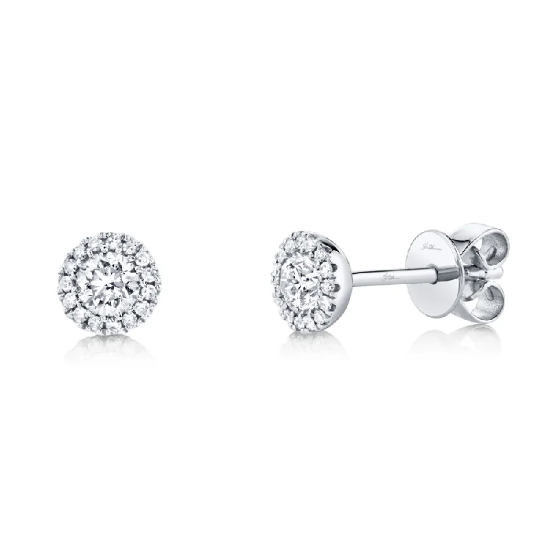 large earrings for women-White Gold Diamond Stud Earrings