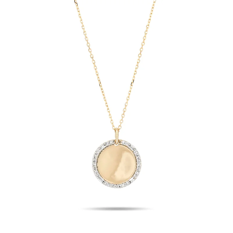 love necklaces for women-Round Pavé + Baguette Dog Tag