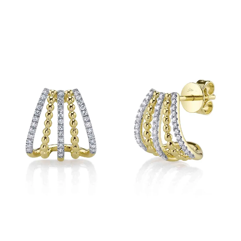 heart-shaped earrings for women-14kt Yellow Gold Diamond Earrings with 0.18ct TW Diamond Pave