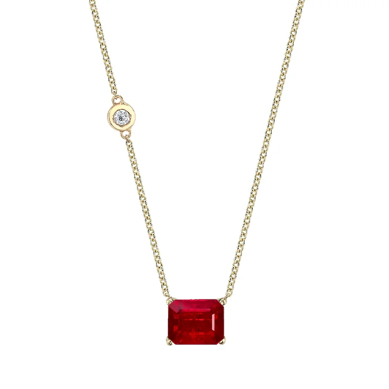 sparkling necklaces for women-MEDIUM RUBY SOLITAIRE NECKLACE