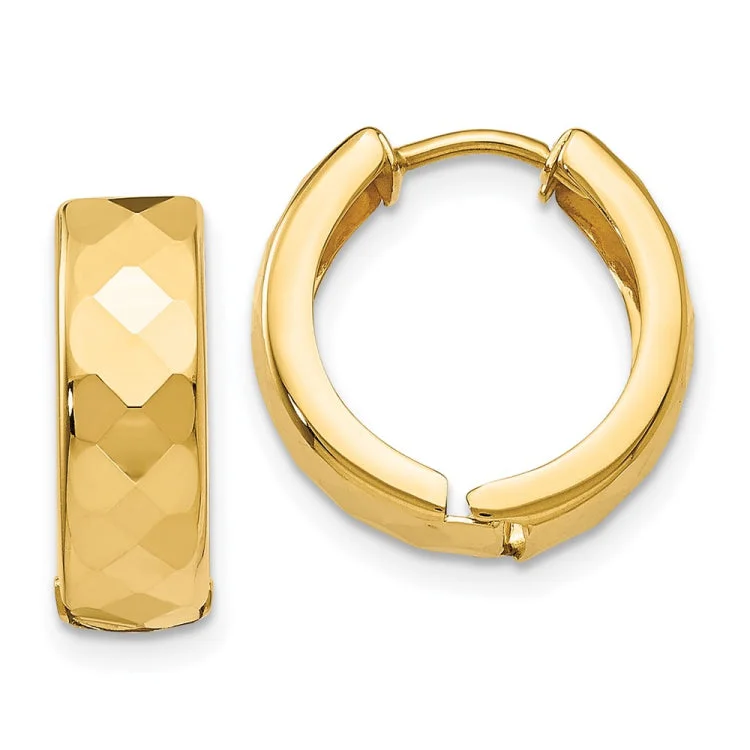 minimalist gold earrings for women-14k Textured Hinged Hoop Earrings