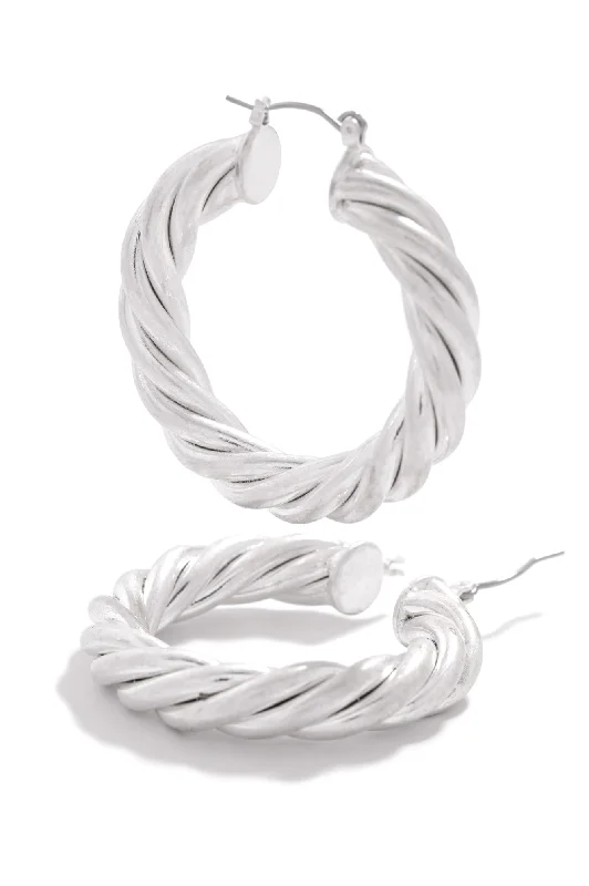 luxury earrings for women-Petra 1.5" Hoop Earring - Silver