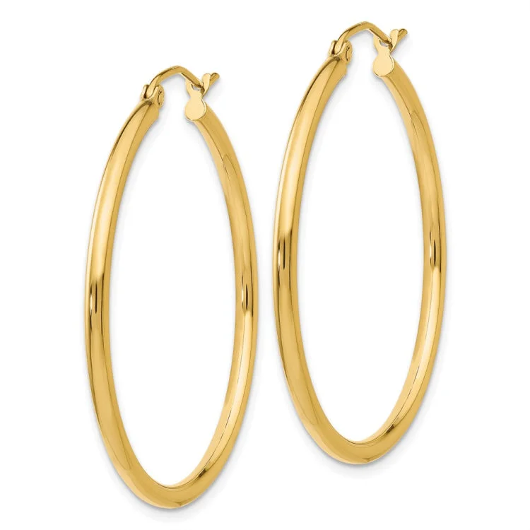 luxury earrings for women-14k Polished 2x35mm Tube Hoop Earrings