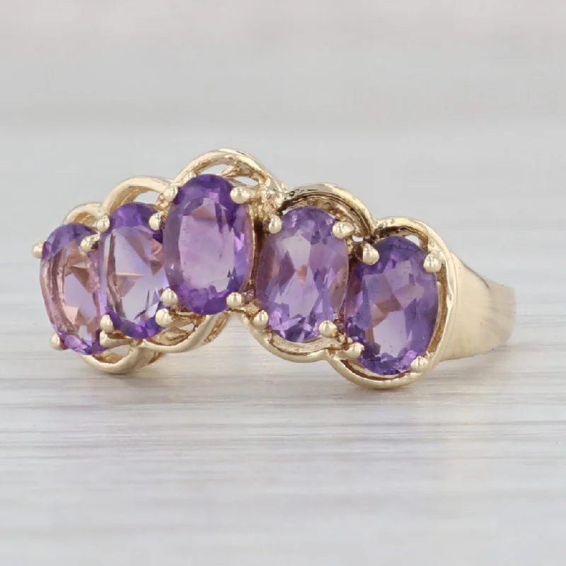 radiant cut engagement rings for women-Contoured 2.10ctw Amethyst Ring 14k Yellow Gold Size 6.25 Stackable