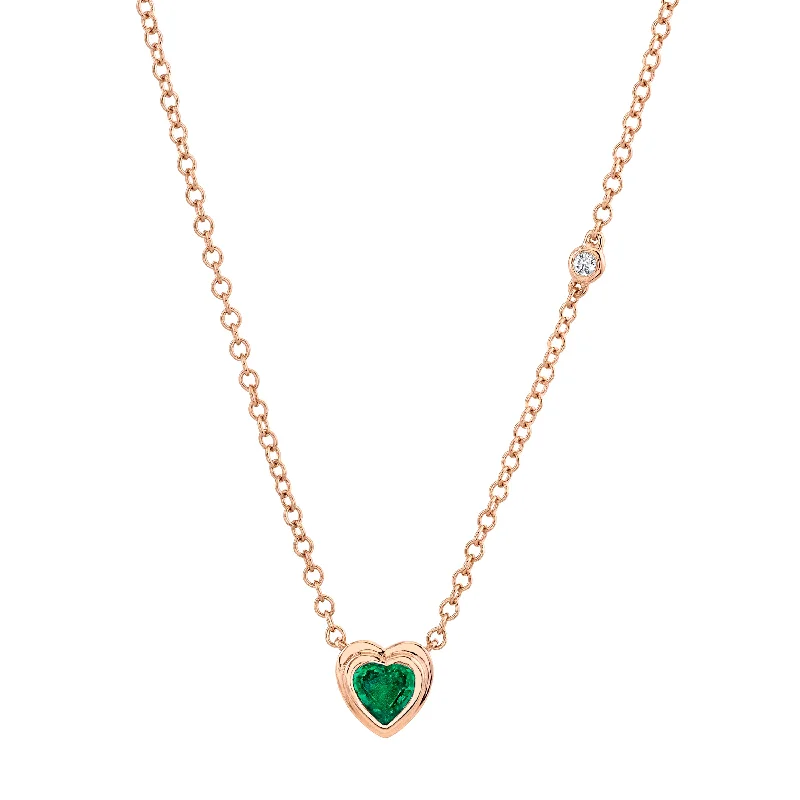 anchor necklaces for women-MINI ME EMERALD BEZEL HEART NECKLACE