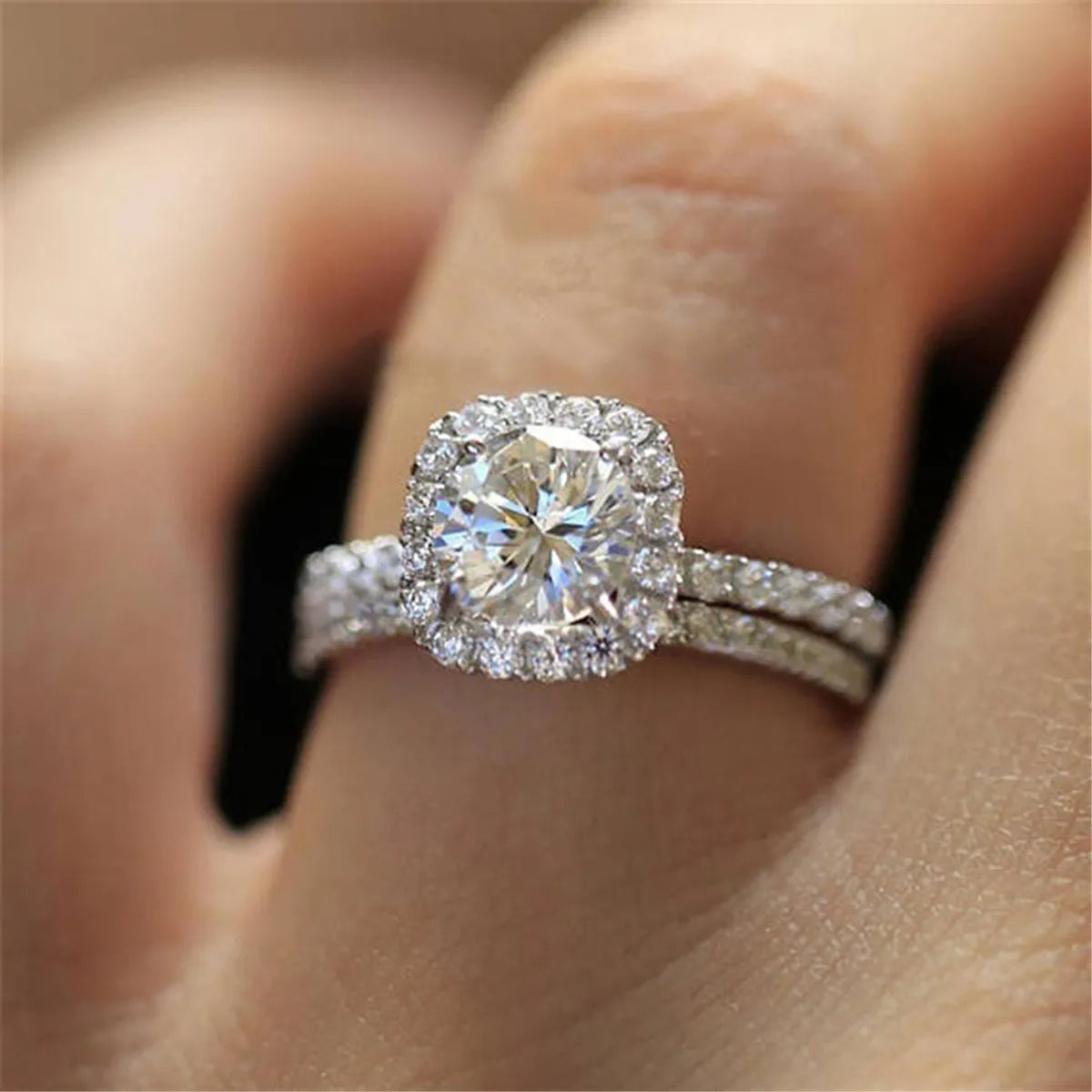 engagement rings with custom engraving for women-Fashion Hearts And Arrows Micro-set Rhinestone Set Alloy Ring Wholesale