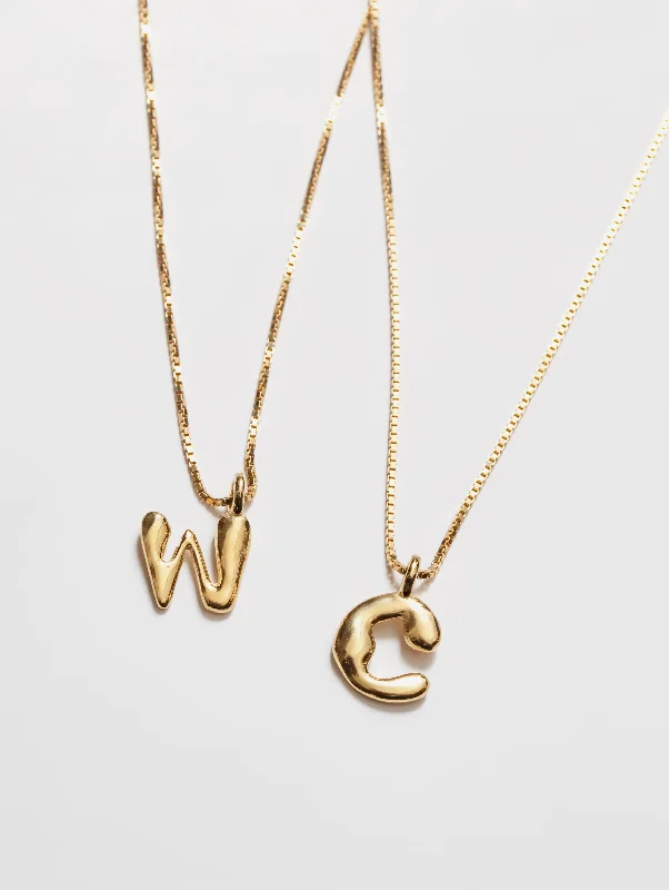 religious necklaces for women-Alphabet Charm Necklace in 14k Gold Plated