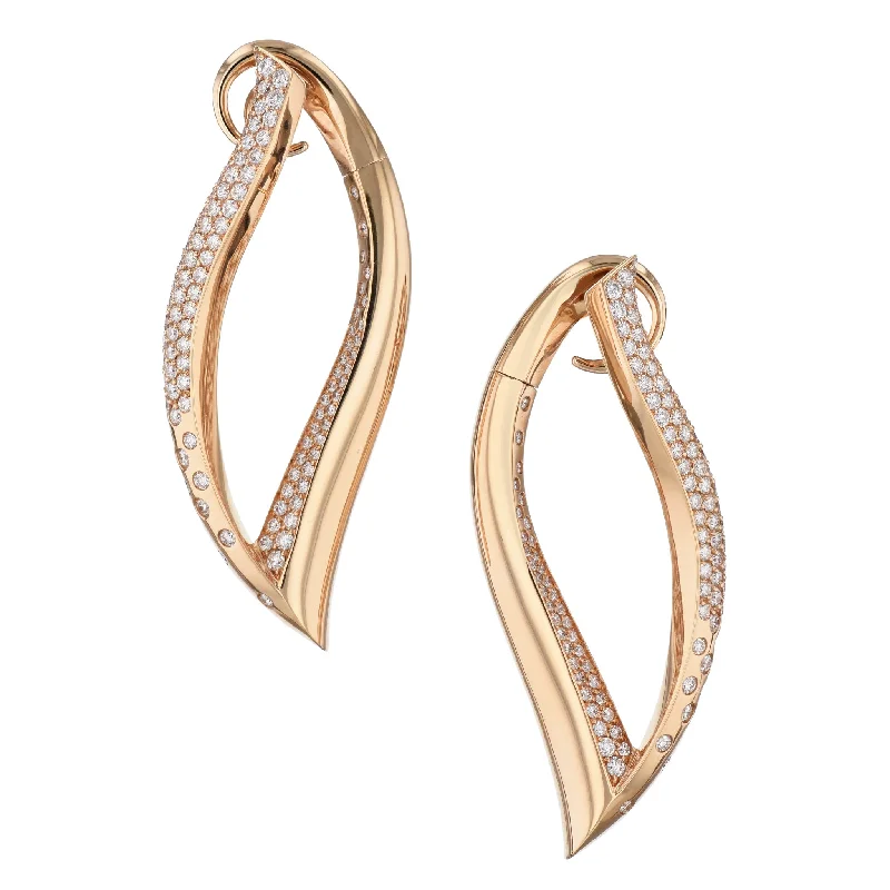 gold stud earrings for women-Rose Gold and Diamond Pave Earrings