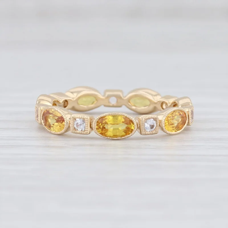 custom rose gold engagement rings for women-New Beverley K 2.22ctw Yellow Sapphire Stackable Ring 14k Gold Eternity Band 6.5