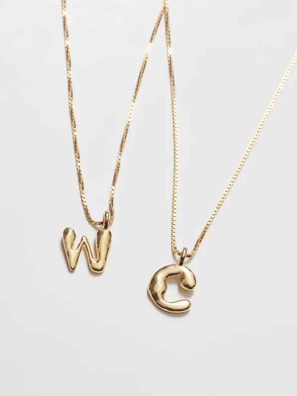 delicate pendant necklaces for women-Alphabet Charm Necklace in 14k Solid Gold