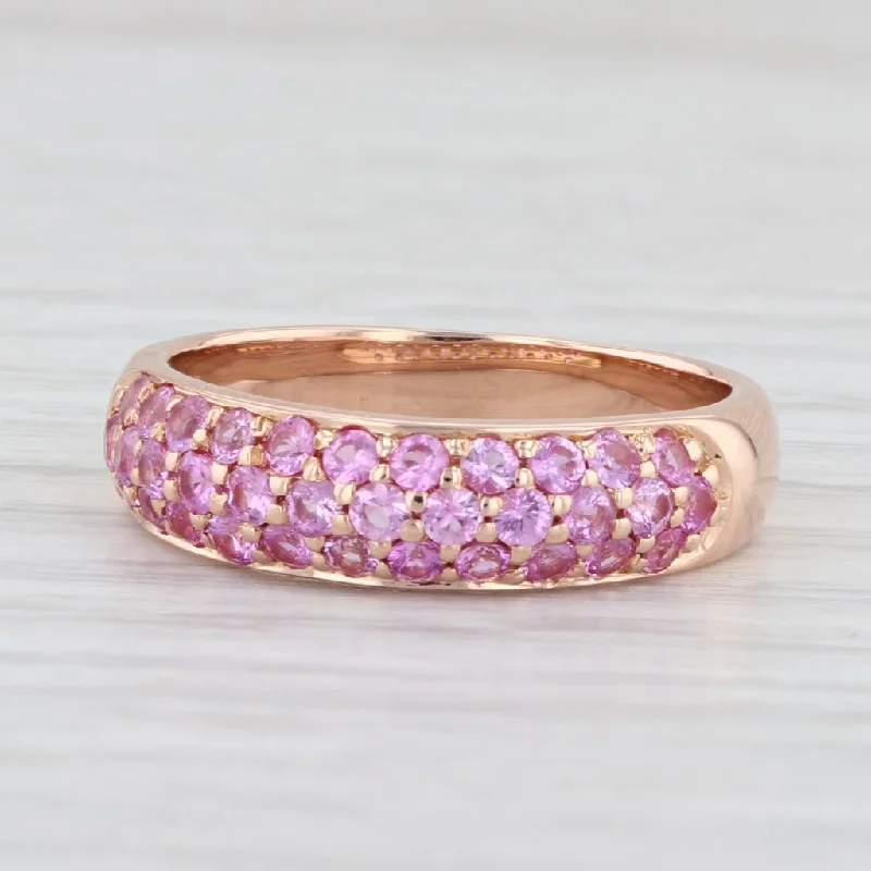 unique gemstone engagement rings for women-1ctw Pink Sapphire Ring 18k Rose Gold Size 6.25-6.5 Stackable Band