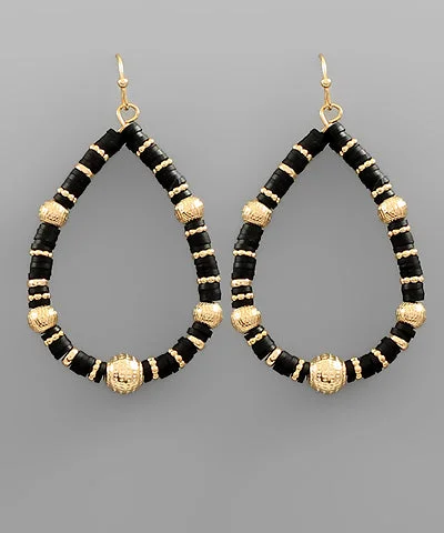 statement earrings for women-Heidi Beaded Teardrop Earring Black