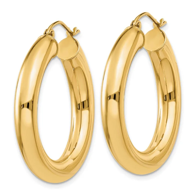 dangly earrings for women-14k Polished 5mm Tube Hoop Earrings